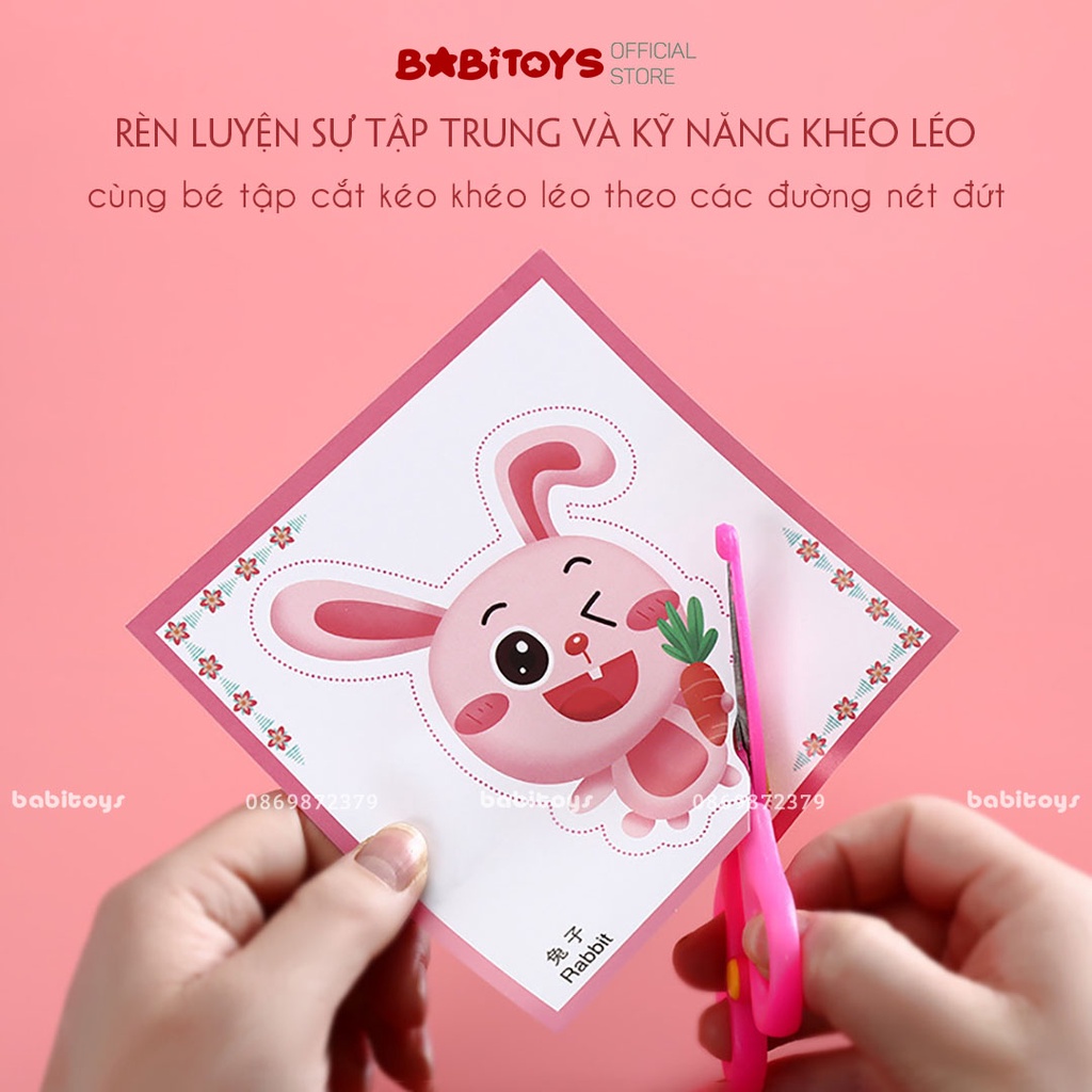 Bộ cắt giấy thủ công cho bé 100 tờ in hình ngộ nghĩnh