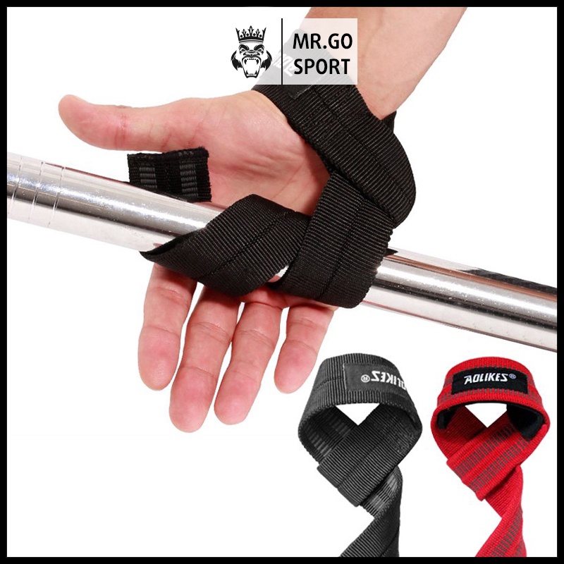 Dây kéo lưng tập gym dây Lifting Straps quấn cổ tay hỗ trợ tập deadlift lên xà Chính Hãng Aolikes MG1819