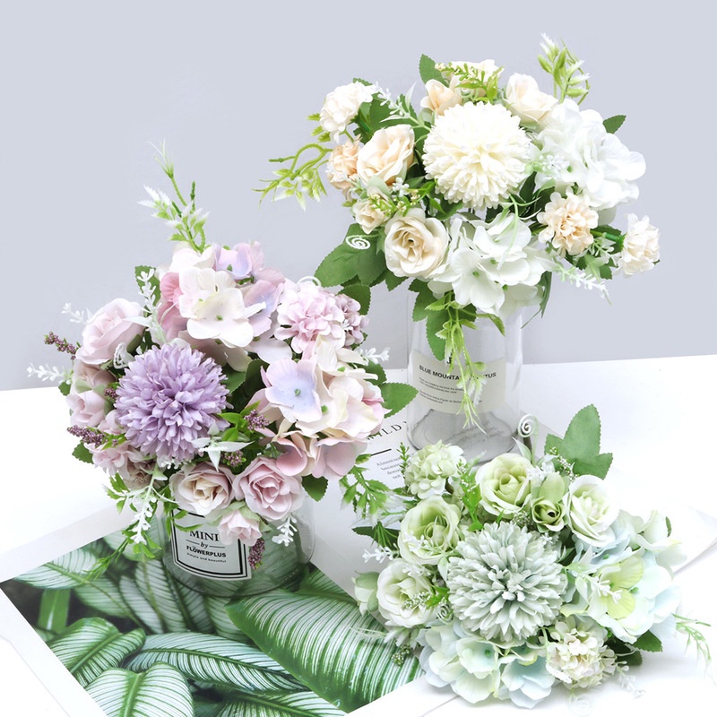 1 Nhánh Hoa Hồng Nhân Tạo Lãng Mạn Dùng Cho Trang Trí Tiệc Cưới/Văn Phòng/Nhà Cửa