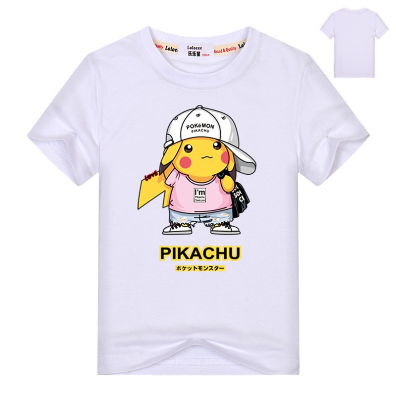 Áo thun cotton ngắn tay in hình Pokemon Pikachu cho trẻ em