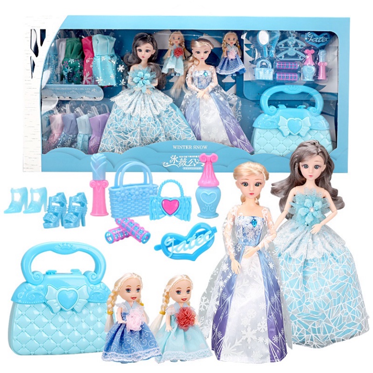 Đồ chơi bé gái, búp bê barbie hàng hiệu công chúa băng Elsa full hộp đựng quà tặng