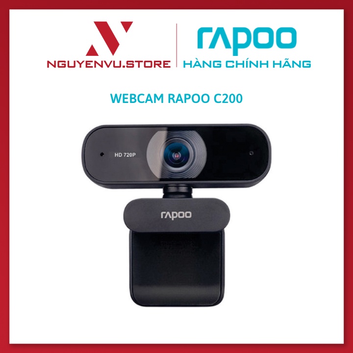 Webcam USB tích hợp micro Rapoo C200 ống kính hỗn hợp độ phân giải HD 720P - Hàng chính hãng