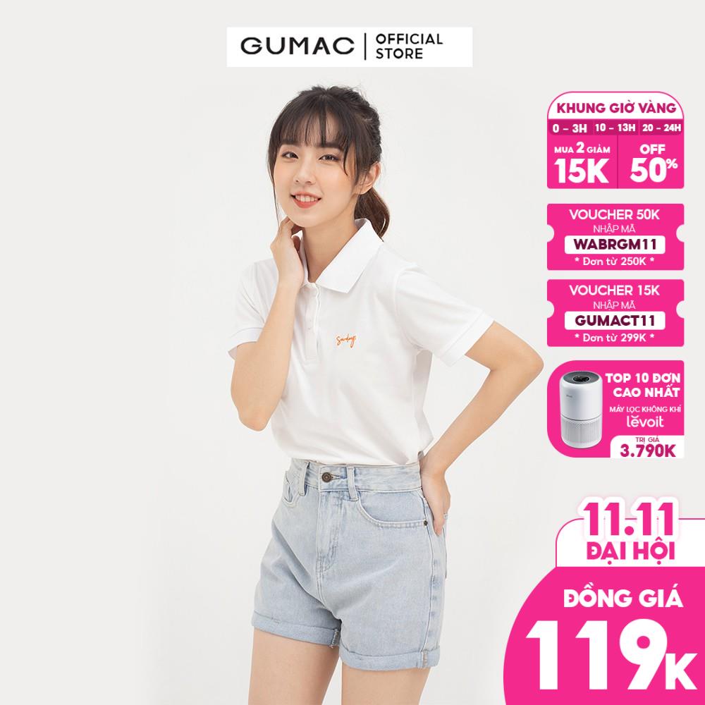 [Mã WABRGM11 giảm 10% đơn 250K] Áo polo nữ thêu chữ GUMAC phong cách trẻ trung, năng động ATB814
