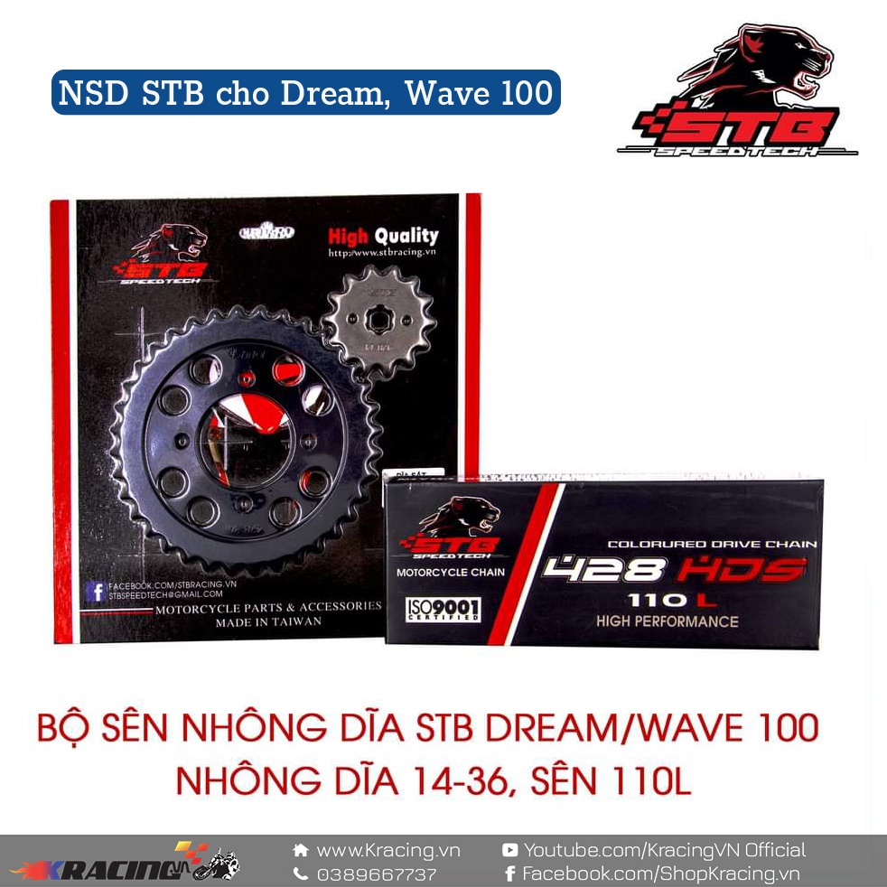 Nhông sên đĩa STB chính hãng cho Wave 100,Dream (Hàng chất lượng)