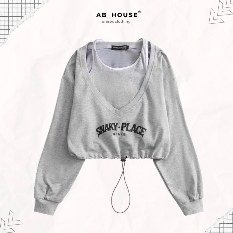 Set Áo Croptop Phối Bra SNAKY Ulzzang (Ảnh Thật/Có sẵn)