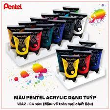 Màu Acrylic Pentel Tuýp 28ml Dùng Trên Nhiều Chất Liệu / Màu Sơn Nước An Toàn Không Độc Hại