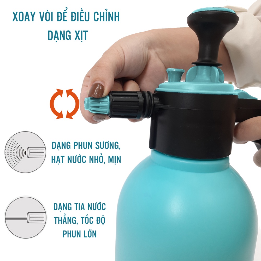 Bình Xịt Nước Tưới Cây 2 Lít Chính Hãng SUVINA - Mầu Xanh Ngọc