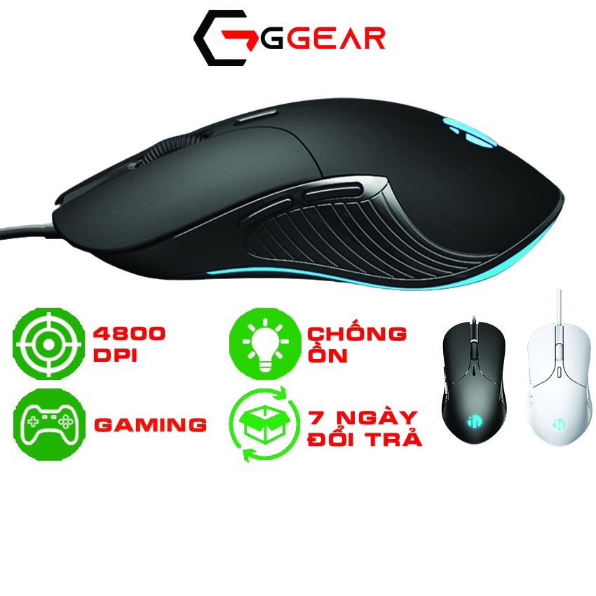 Chuột gaming máy tính có dây Inphic PB1P Pro 4800 dpi silent chống ồn LED đổi màu dành cho game thủ văn phòng học tập
