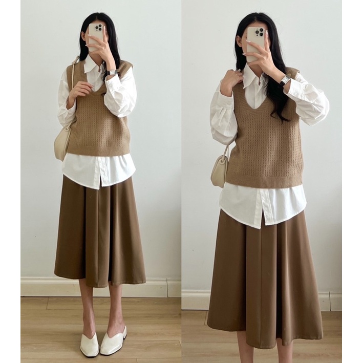 Áo len gile hoạ tiết lỗ_A0622