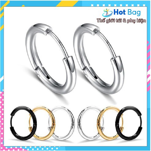 Khuyên tai Titan kẹp tròn không gỉ G-DRAGON phong cách Hàn Quốc cực chất , cực cool