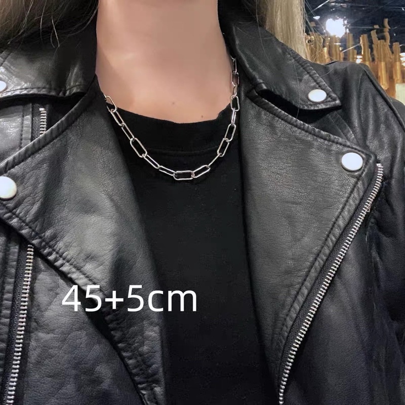 Dây chuyền thép titan chuỗi mắt xích hình dáng đơn giản phù hợp nam nữ unisex phong cách hiphop thời trang cá tính
