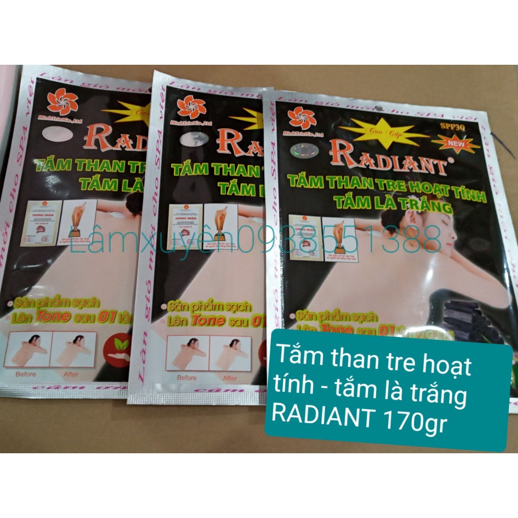 Radiant Tắm trắng than tre hoạt tính tắm là trắng 170gr   giúp làn da trắng sáng hồng hào ngay sau lần tắm đầu