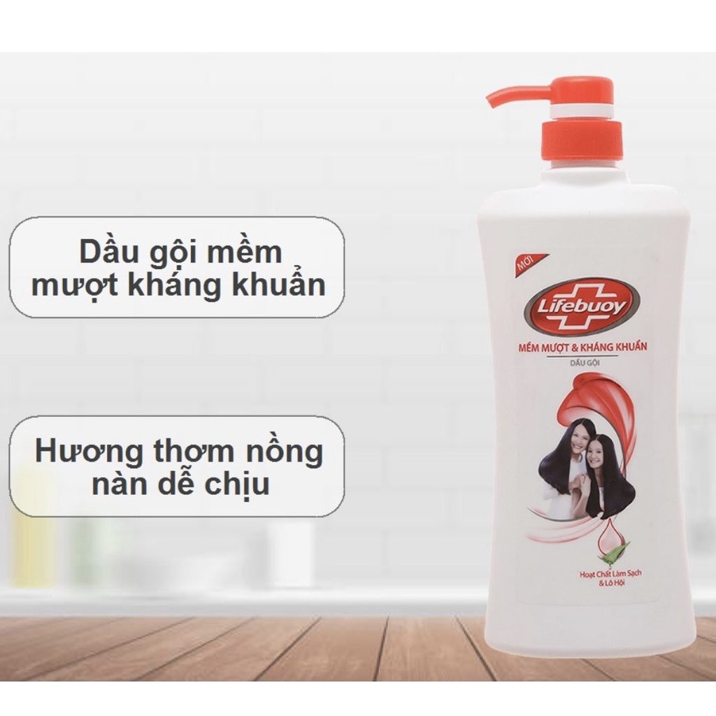 dầu gội đầu lifebuoy tặng nước rửa tay, tóc dày óng ả mềm mượt với tinh chất sữa và lô hội chai 640g