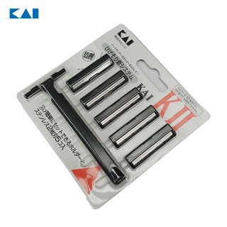 Set dao cạo râu 2 lưỡi kép KAI 1 thân, 5 lưỡi hàng Nhật.