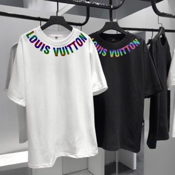 Áo thun phản quang LVT quanh cổ ⚡ Phông tay lỡ dáng thụng rộng nam nữ unisex chất cotton mặc đôi , nhóm cực đẹp ! !