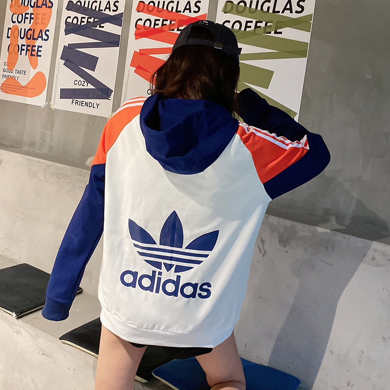 Áo Khoác Gió Adidas Màu Trơn Phối Khóa Kéo Thời Trang Cho Cặp Đôi
