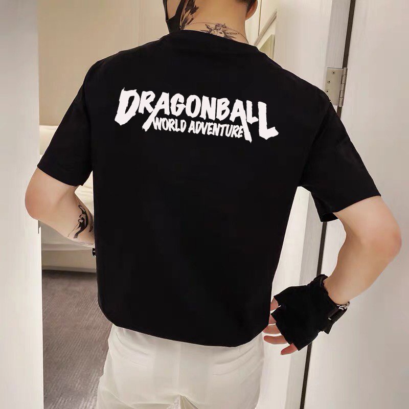 Áo thun nam đen in 2 mặt dragonball 7 viên ngọc ngọc cotton co giản thoải mái