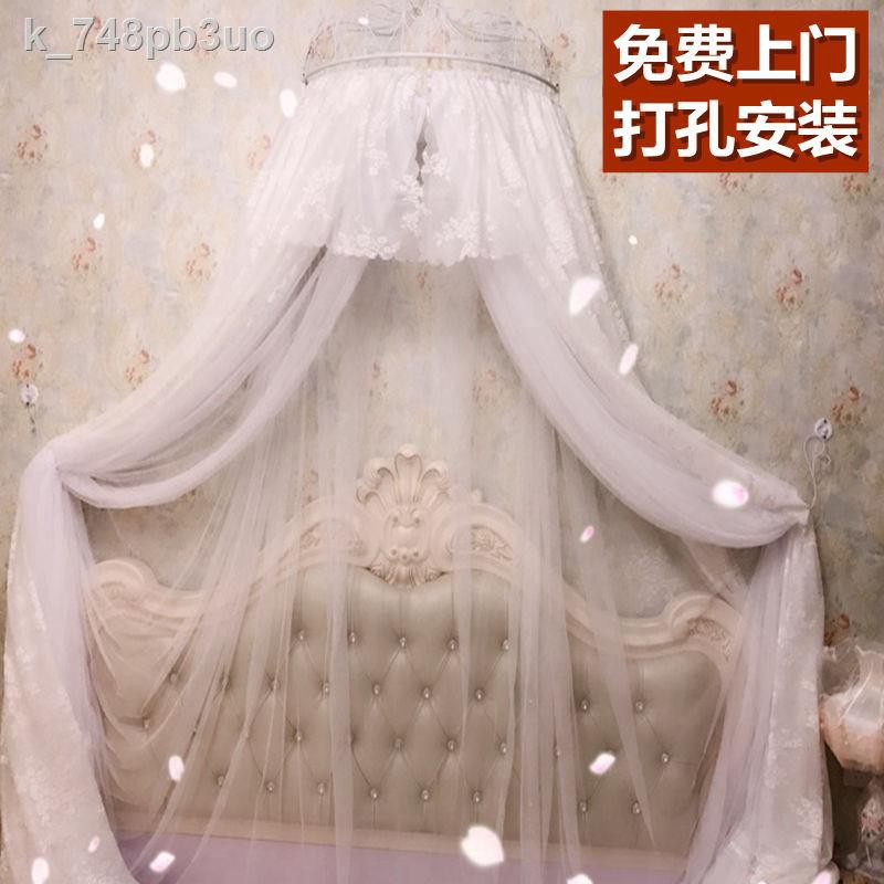 Chăn﹍✑✼màn ngủ công chúa Sang trọng phong cách châu Âu đầu giường tròn vải cát Trần ren Hàn Quốc Lưới chống muỗi