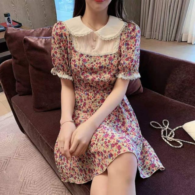 Đầm hoa nhí cổ giả yếm