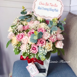 [Hannie Flower] Lẵng hoa sáp phối bi tươi
