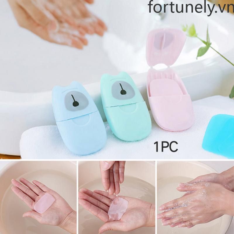 Hộp 50 giấy xà phòng rửa tay mini có mùi thơm thiết kế tiện lợi