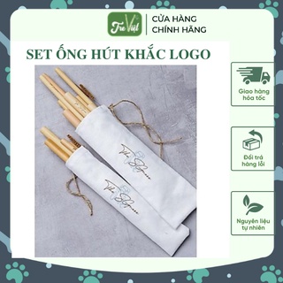 SET ỐNG HÚT TRE KHẮC LOGO- TÚI VẢI IN LOGO ĐỰNG ỐNG HÚT TRE