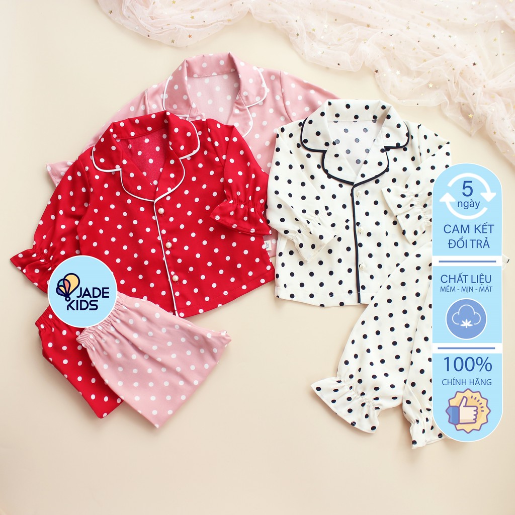 Bộ Pyjama Cho bé gái JADEKIDS, Bộ Pyjama Lụa Mùa Thu Dài Tay Cho Bé từ 5kg tới 17kg