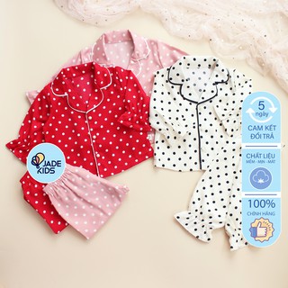 Bộ pyjama cho bé gái jadekids, bộ pyjama lụa mùa thu dài tay cho bé từ 5kg tới 17kg