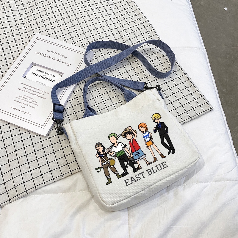 Túi Vải canvas Đeo Chéo In Hình one piece Thời Trang