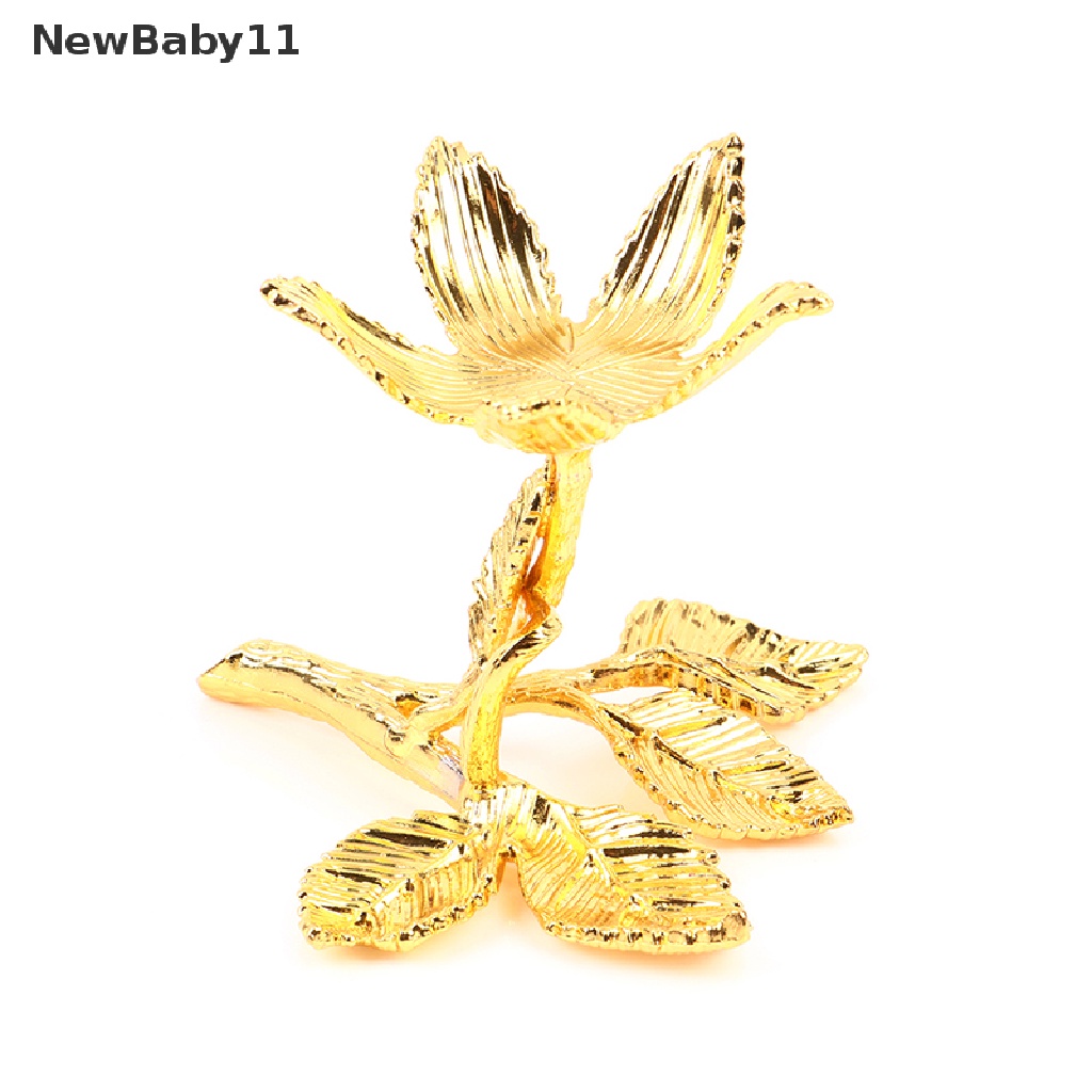 Newbaby Giá Đỡ Kim Loại Hình Quả Cầu Pha Lê Màu Vàng Kim Sliver Hình Lá Cây Hỗ Trợ Đá