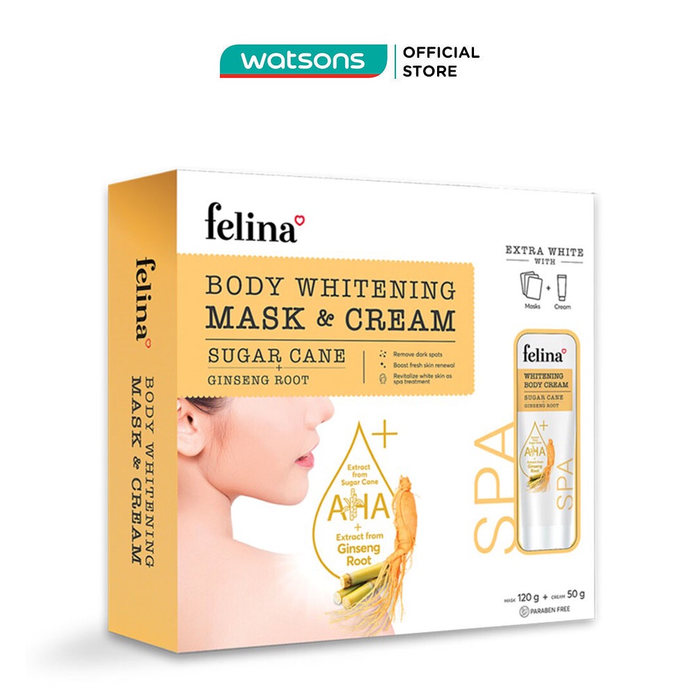 Combo Felina Ginseng Root Body Mask (Mặt Nạ Ủ Trắng 120g + Kem Dưỡng Trắng Da 50g)