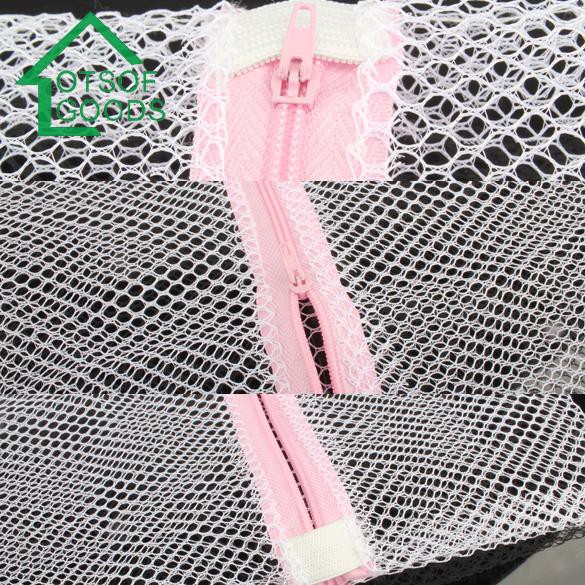 40*50cm White Clothes Wash Aid Saver Mesh Zipper Net Wash Laundry Bag