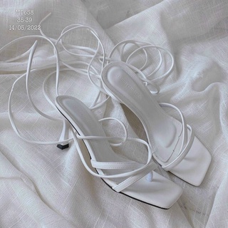 Sandal cao gót dây mảnh quấn cổ chân