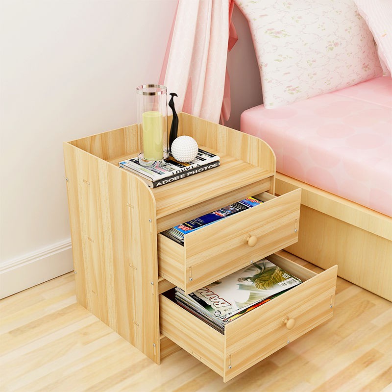 Phòng ngủ tập thể đơn giản nhỏ ưu đãi đặc biệt tủ lưu trữ mẫu gỗ nguyên khối mini đầu giường hiện đại Bàn