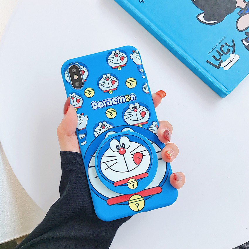 Ốp lưng OPPO A91 A83 A71 A57 A39 A37 A37F F5 F1S Reno 3 Realme 7 7i C17 C15 C11 2020 Cartoon Cute Doraemon and Pika Soft Case Cover+Mirror Holder