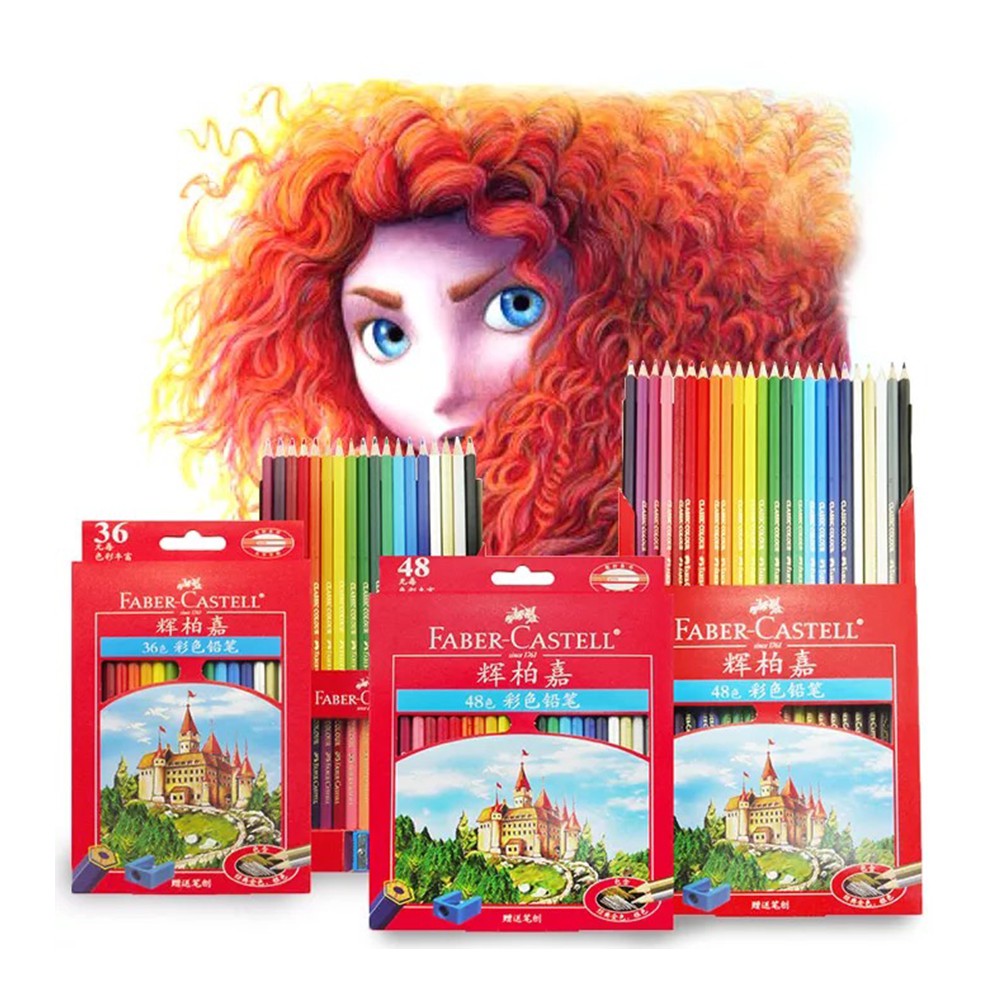 Màu Faber Castell HongKong chì khô 48 / 72 Màu ( HỘP GIẤY ) - HÌNH LÂU ĐÀI