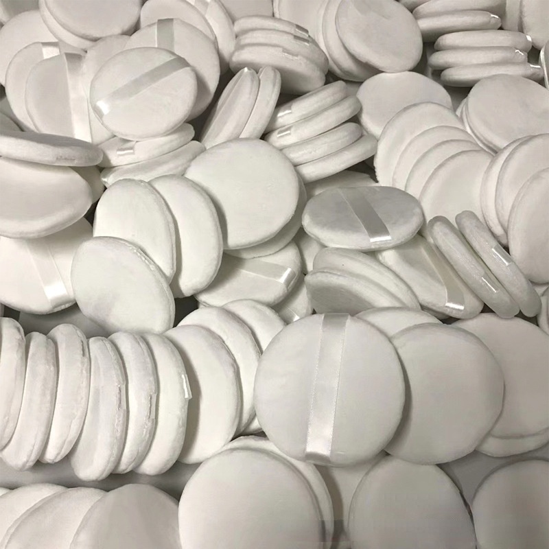 Bông Phấn Trang Điểm Hình Tròn Bằng Nhung Phối Nơ