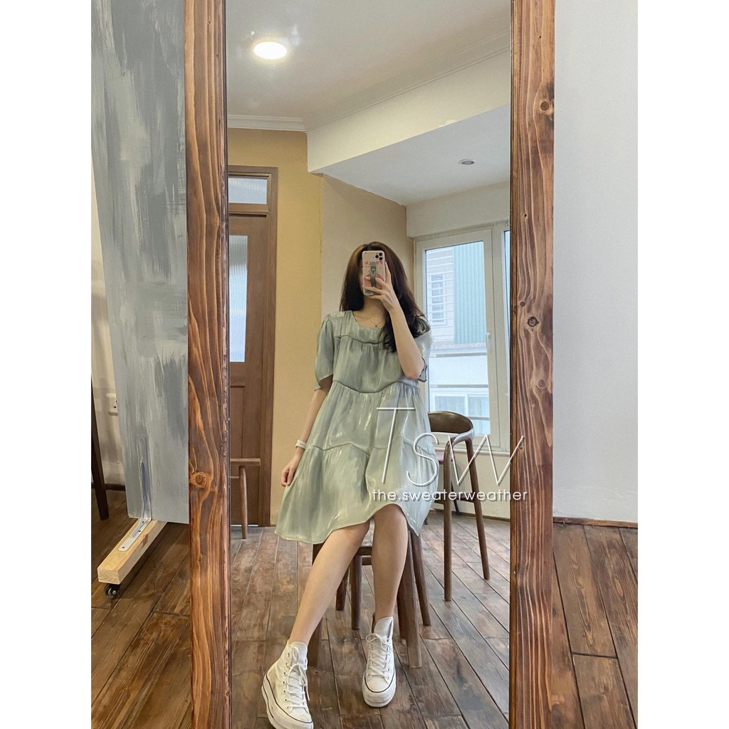 Váy babydoll xoè lụa bóng (Ảnh thật) | BigBuy360 - bigbuy360.vn