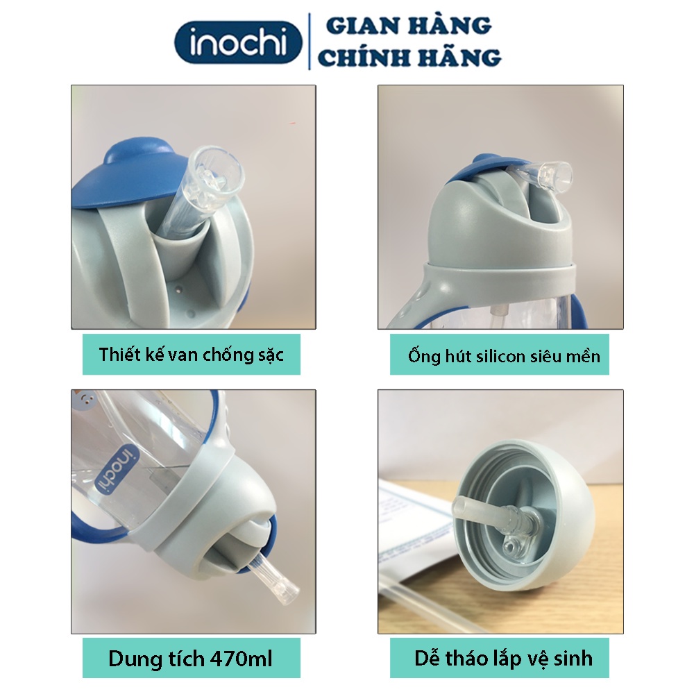 Bình nước, bình nước trẻ em, bình nước nhựa INOCHI nhựa nguyên sinh kháng khuẩn Ag+ dễ cầm nắm và tiện dụng BIN670