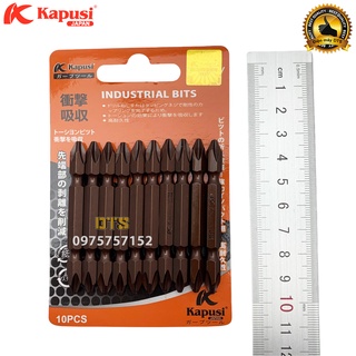 Bộ mũi vít thép Nhật Kapusi JAPAN PH2 dài 65mm, mũi bắt vít công nghiệp 2 đầu 4 cạnh bake nam châm vĩnh cửu PH2x65mm