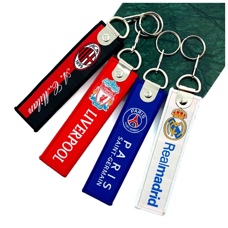 Móc khóa vải thêu câu lạc bộ bóng đá: Real Madrid Tottenham Liverpool AC Milan Juventus Paris