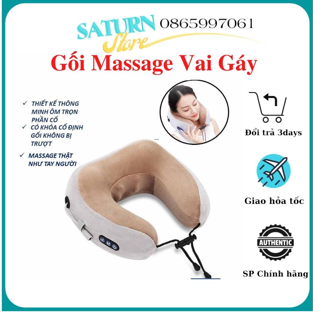 Gối Massage Vai Gáy Hồng Ngoại, Gối Massage Vai Gáy chữ U Chất liệu da cao cấp, mềm dịu dễ chịu - Hàng Loại 1