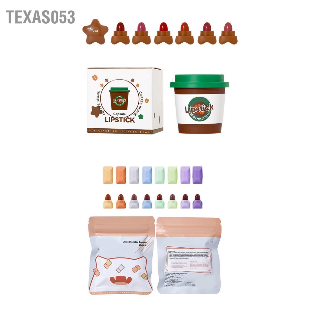 Texas053 Mini Matte Lipstick Set Phụ nữ Trang điểm Lâu dài Viên nén Son môi Sắc tố Mỹ phẩm Quà tặng sinh nhật