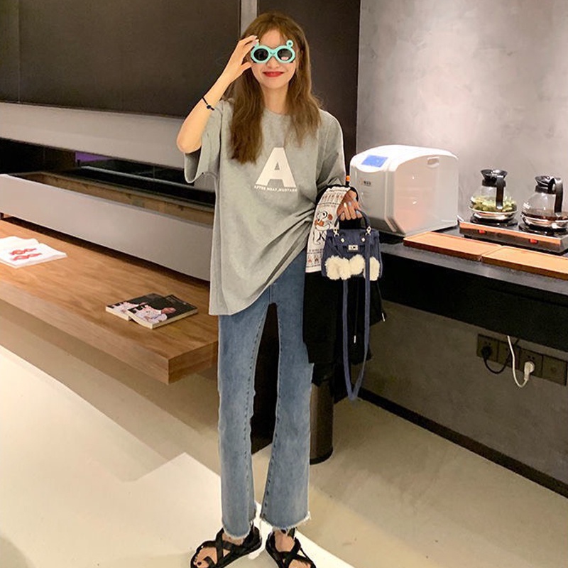 Áo thun nữ unisex tay lỡ form rộng cổ tròn đẹp in hình ABCK hàng Quảng Châu ANDOSA AT03