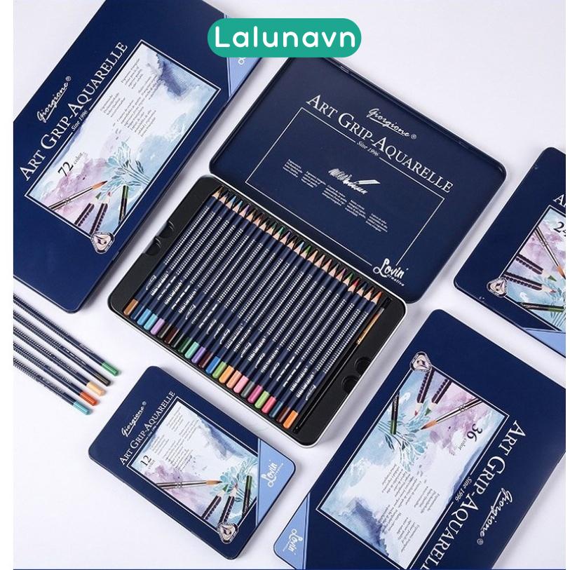 Bút chì màu nước Giorgione hộp Thiếc Cao Cấp Mới Lalunavn 24/36/48/72 màu vẽ cute xinh yêu - B94