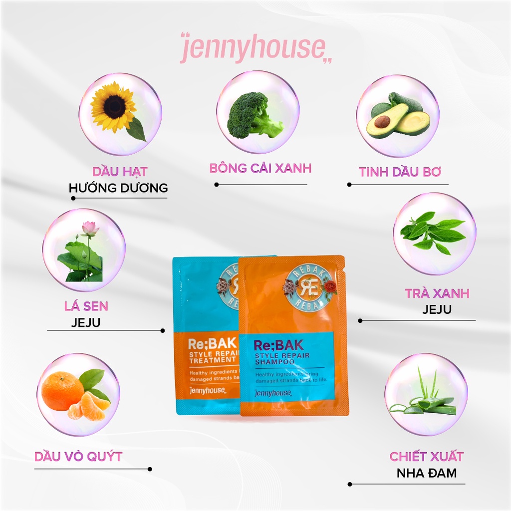 [Quà Tặng Không Bán] Mẫu Thử Dầu Gội, Dầu Xả JENNY HOUSE Healthy Re:Bak Style Repair 5ml - Dưỡng Tóc Khô Xơ Rối