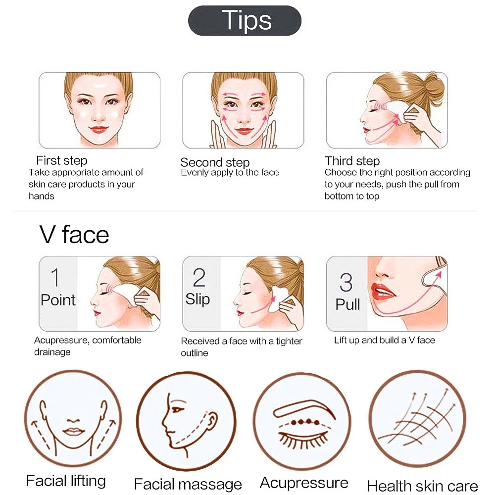 Dụng Cụ Mát Xa Nâng Cơ Mặt / Mắt / Cơ Thể Thạch Anh Hồng Tự Nhiên