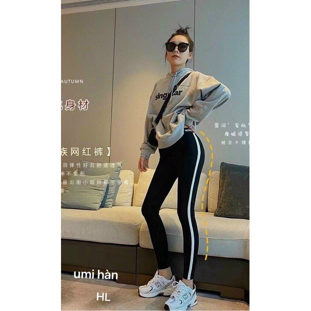 Quần Legging Umi Hàn Cạp Chữ Phối Sọc Siêu Xinh | BigBuy360 - bigbuy360.vn