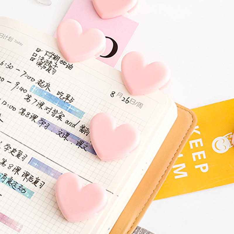 Set 5 Kẹp Tóc Hình Trái Tim Màu Hồng Dễ Thương