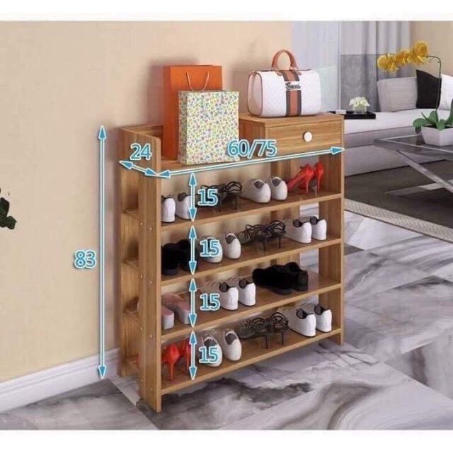 [Xả hàng] Tủ giày gỗ - kệ giày gỗ 5 tầng đa năng gỗ ép cao cấp kích thước 60cm x 25cm x 85cm GD168